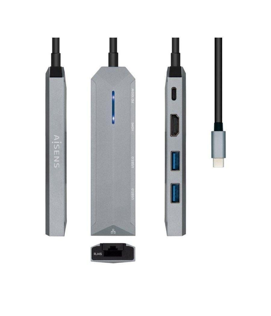 Docking usb 3.2 tipo-c aisens asuc-5p003-gr/ 1 hdmi/ 2 usb/ 1 rj45/ usb pd/ gris
