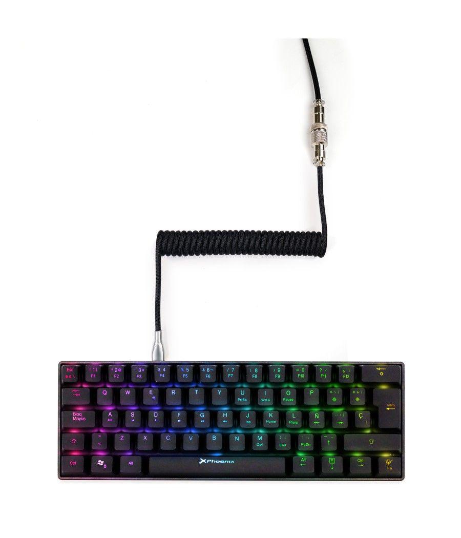 Phoenix kioru cable aviador en espiral con conector tipo c para teclados gaming negro