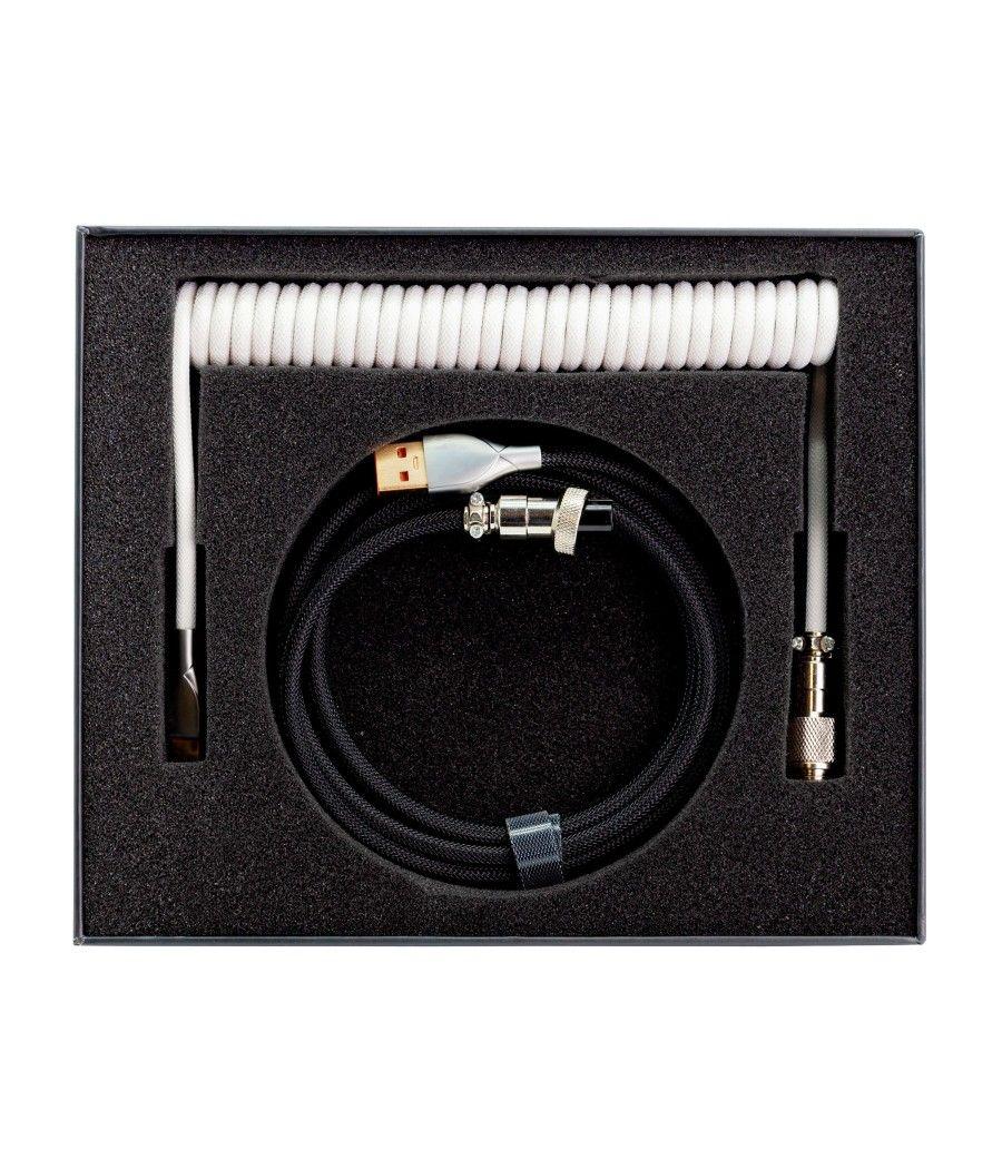 Phoenix kioru cable aviador en espiral con conector tipo c para teclados gaming negro y blanco