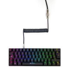 Phoenix kioru cable aviador en espiral con conector tipo c para teclados gaming negro y gris