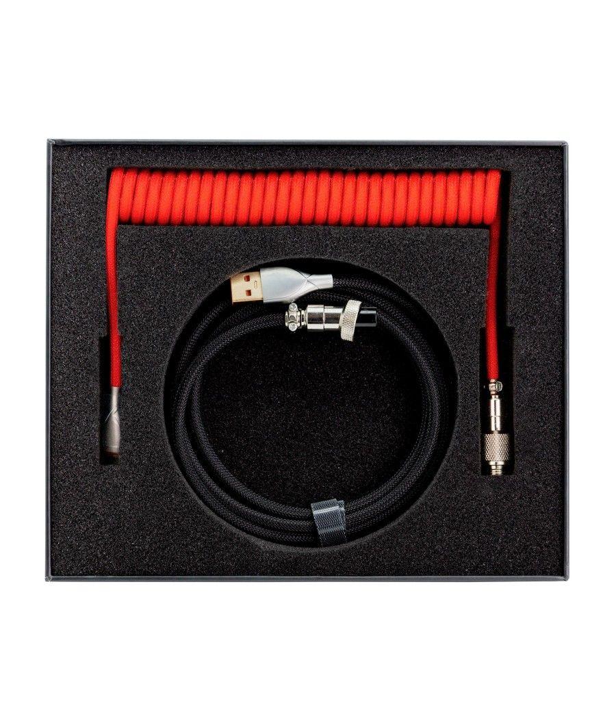 Phoenix kioru cable aviador en espiral con conector tipo c para teclados gaming negro y rojo