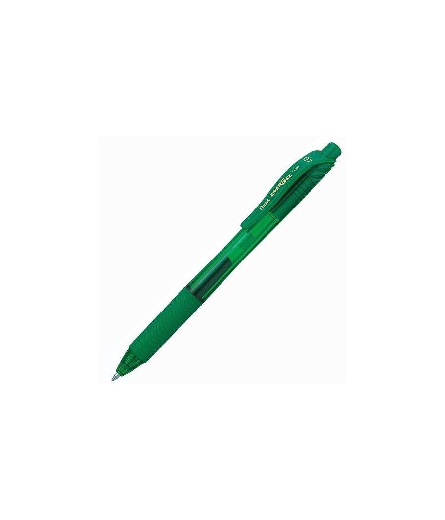 Pentel bolígrafo energel retráctil punta 0.7mm verde -12u-