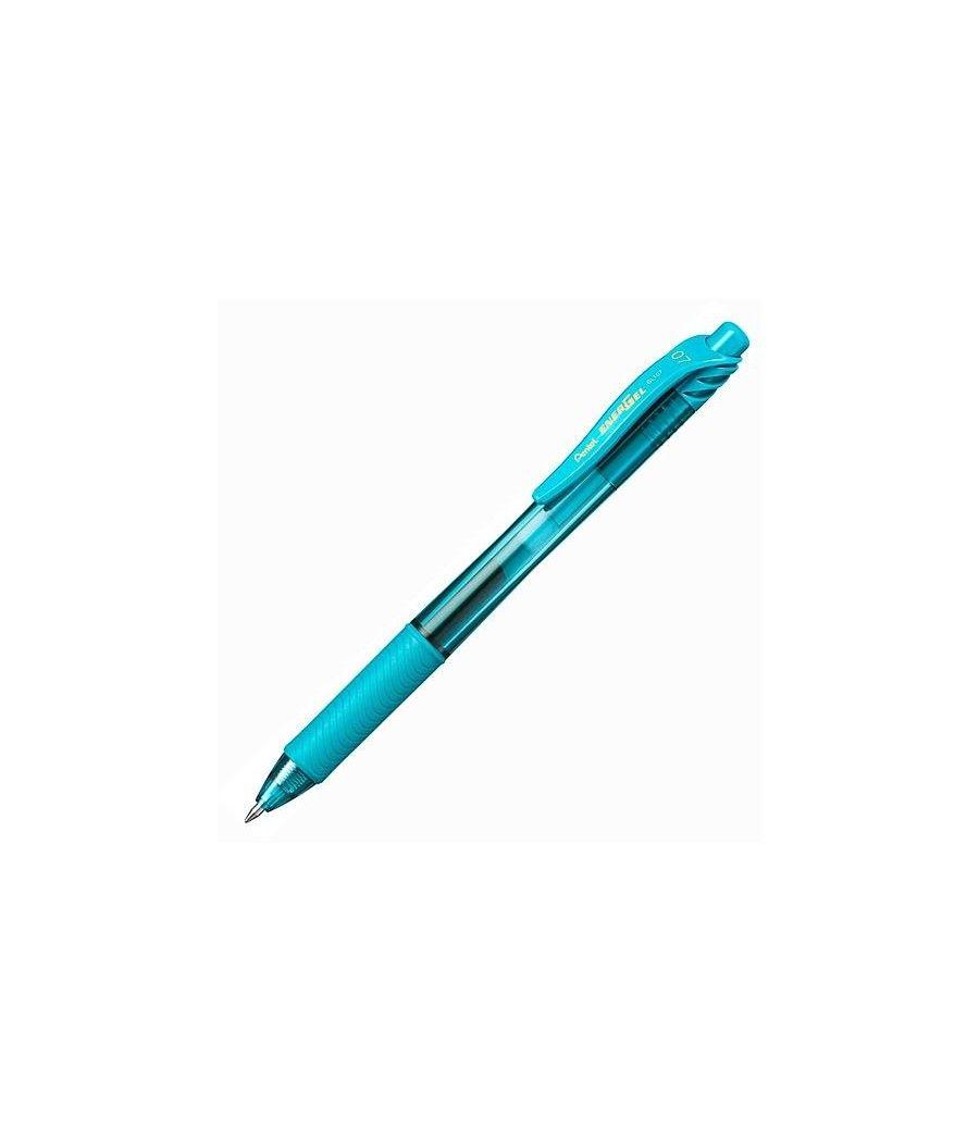 Pentel bolígrafo energel retráctil punta 0.7mm azul turquesa -12u-