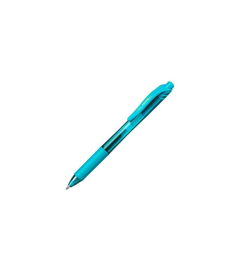 Pentel bolígrafo energel retráctil punta 0.7mm azul claro -12u-