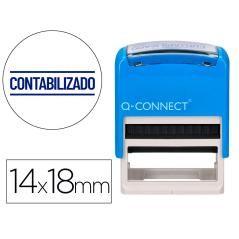 Sello entintado automático q-connect contabilizado almohadilla 14x38 mm color azul