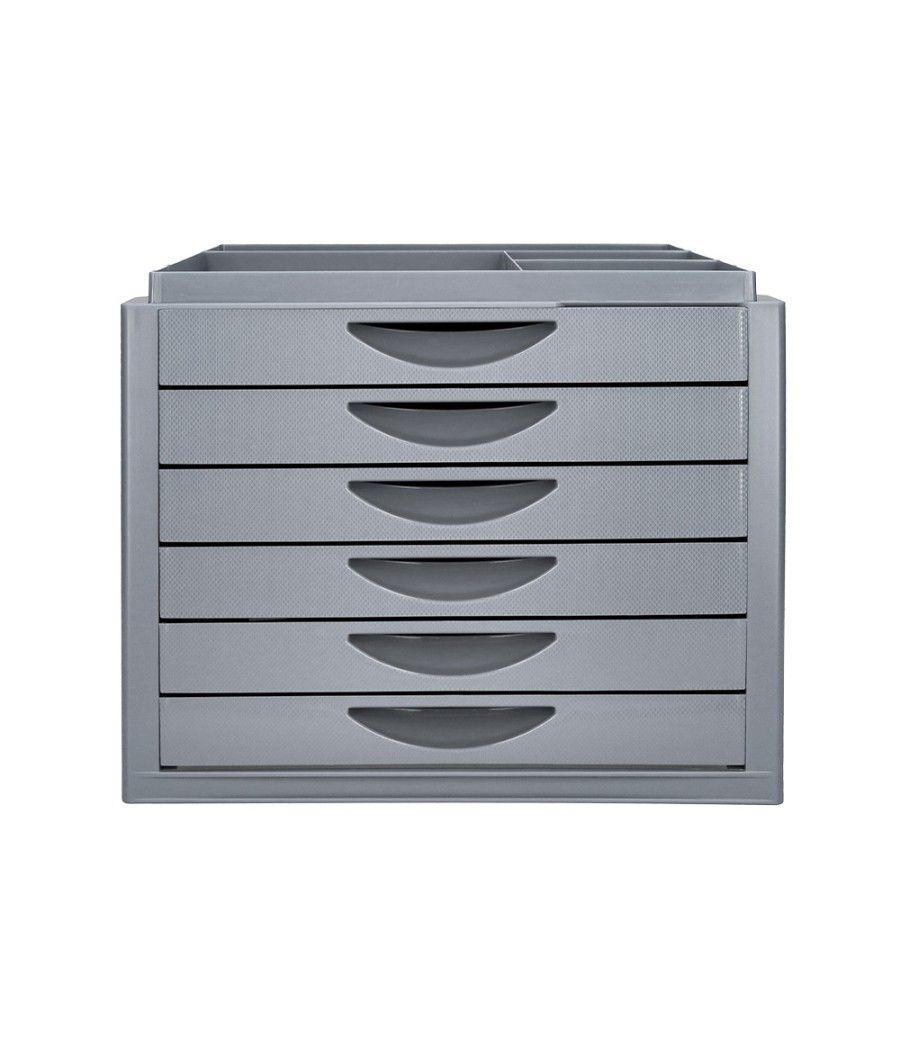 Fichero cajones de sobremesa q-connect bandeja organizadora superior 6 cajones color gris opaco