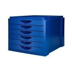 Fichero cajones de sobremesa q-connect bandeja organizadora superior 6 cajones color azul opaco