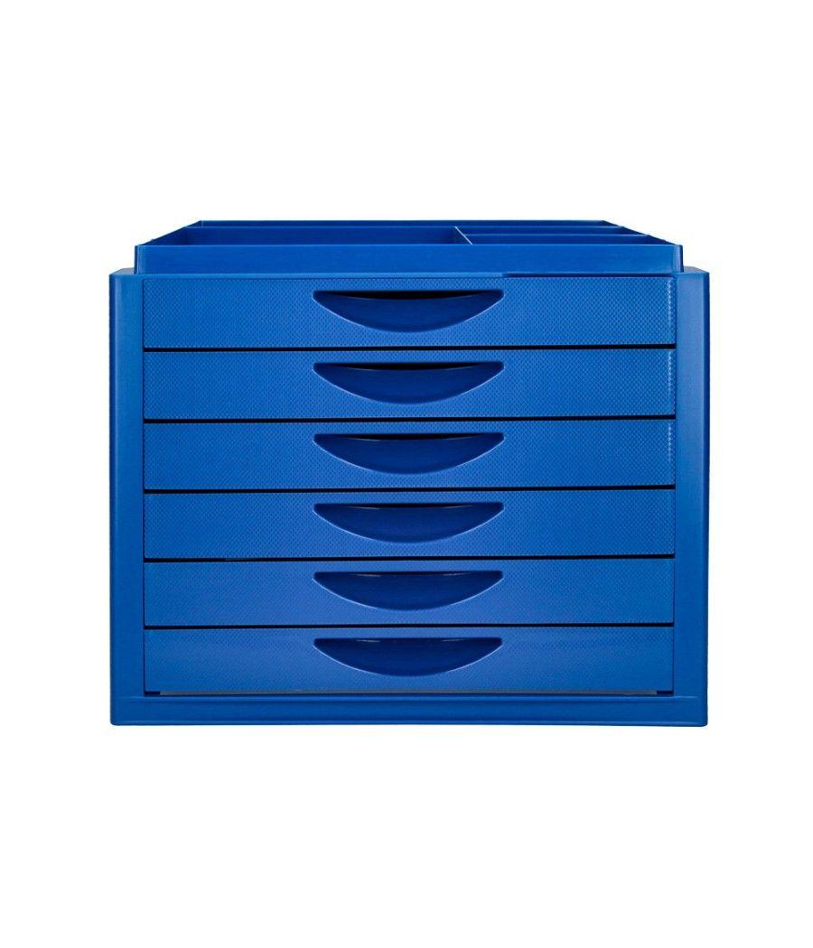 Fichero cajones de sobremesa q-connect bandeja organizadora superior 6 cajones color azul opaco