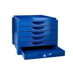 Fichero cajones de sobremesa q-connect bandeja organizadora superior 6 cajones color azul opaco