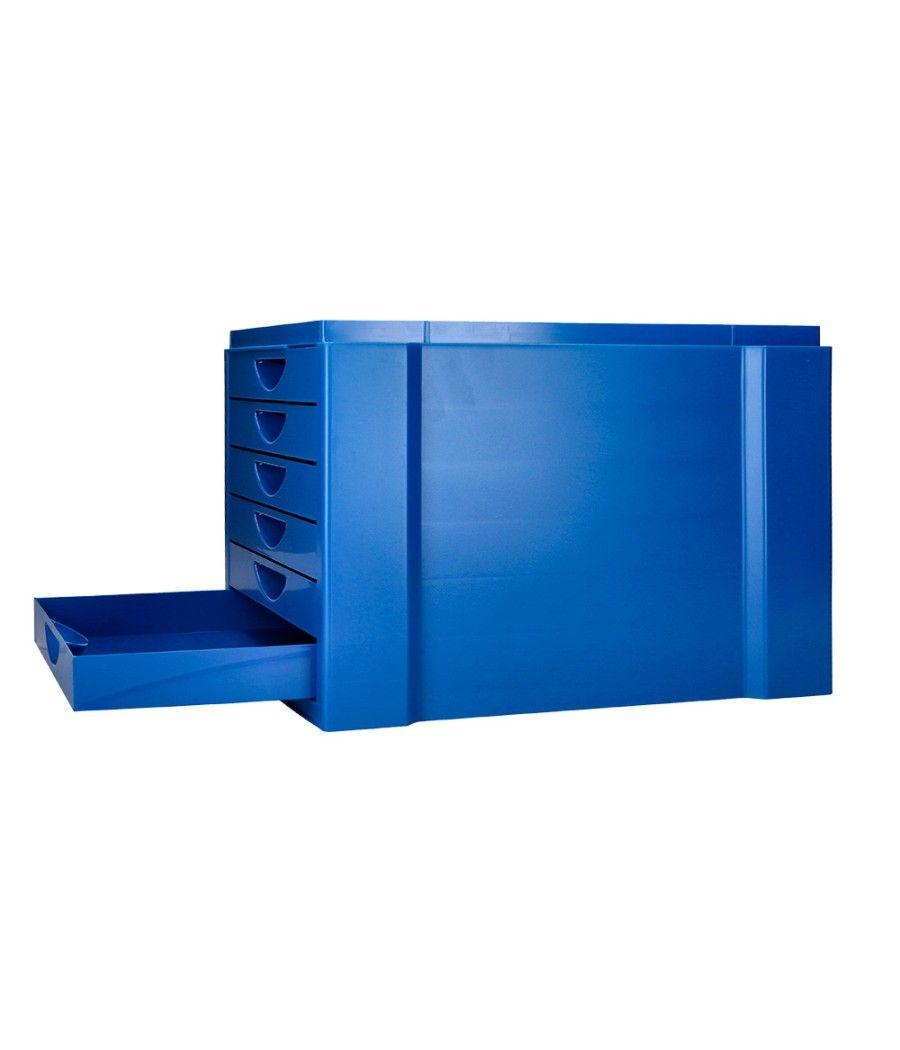 Fichero cajones de sobremesa q-connect bandeja organizadora superior 6 cajones color azul opaco