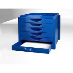 Fichero cajones de sobremesa q-connect bandeja organizadora superior 6 cajones color azul opaco