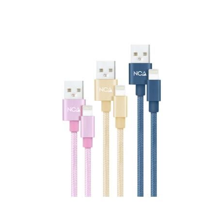 Pack 3 cables lightning a usb 2.0 1 m rosa/dorado/azul pacifico nanocable