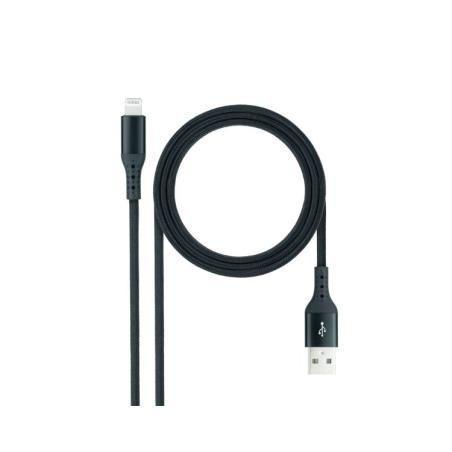 Cable lightning a usb 2.0 1 m negro mallado nanocable