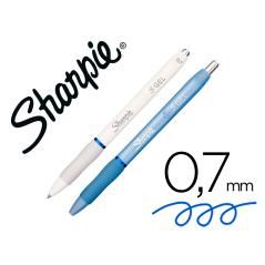 Bolígrafo sharpie fashion retráctil tinta gel azul 0,7 mm color azul hielo y blanco pack 12 unidades