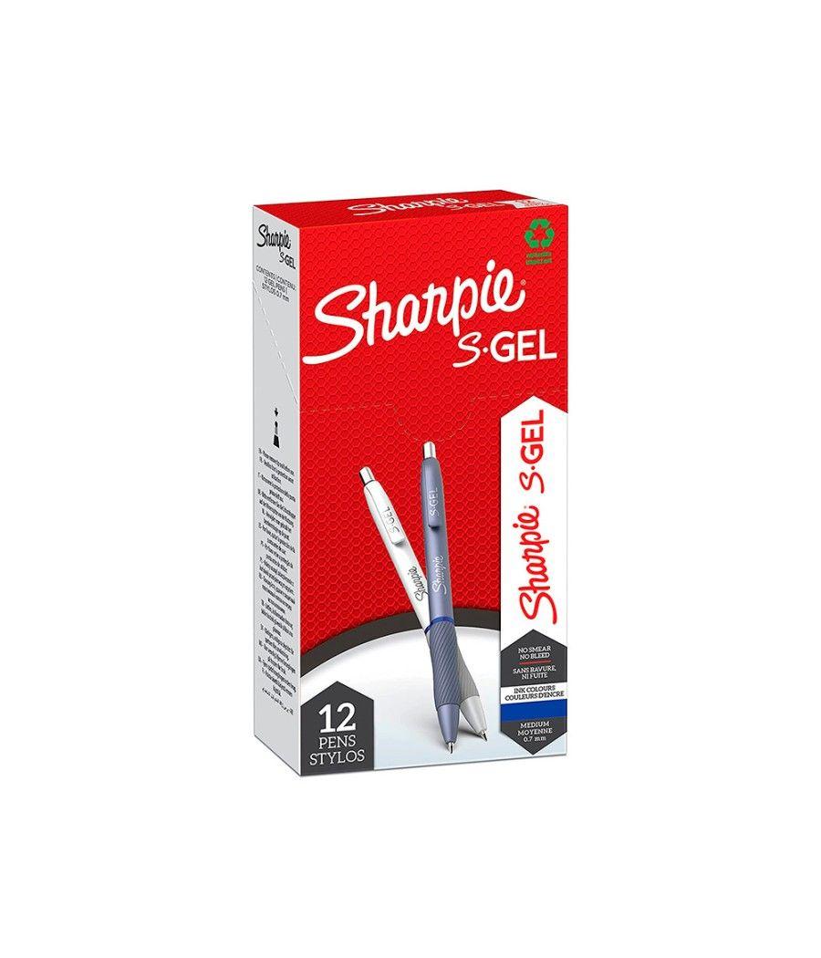 Bolígrafo sharpie fashion retráctil tinta gel azul 0,7 mm color azul hielo y blanco pack 12 unidades