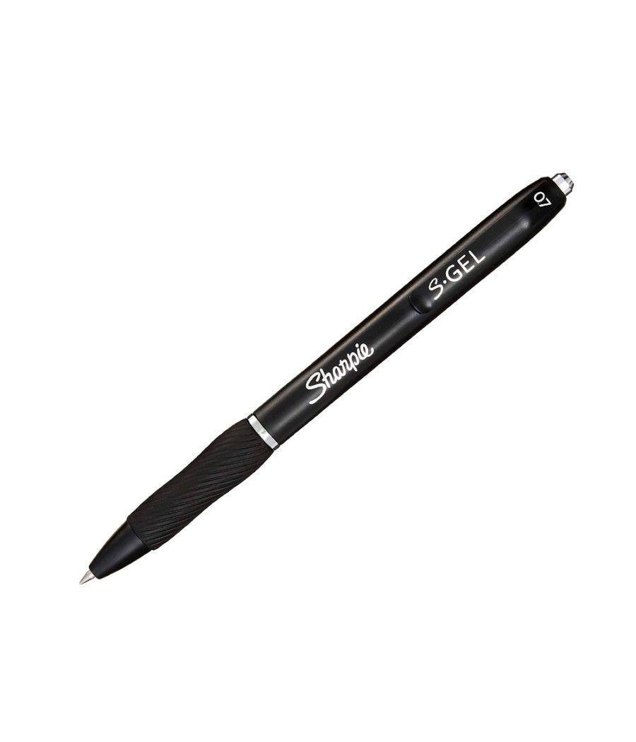 Bolígrafo sharpie retráctil tinta gel punta 0,7 mm color negro pack 12 unidades