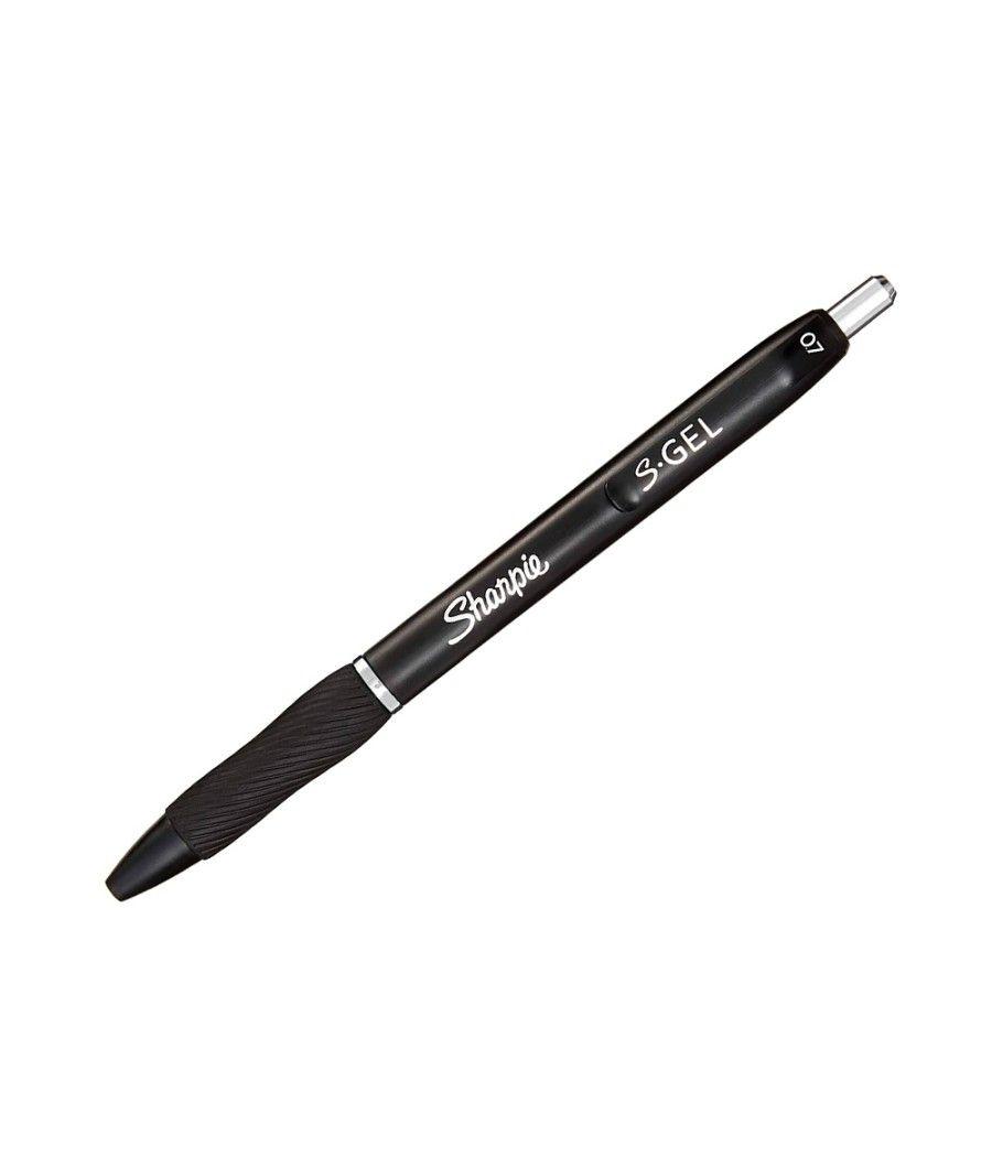 Bolígrafo sharpie retráctil tinta gel punta 0,7 mm color negro pack 12 unidades