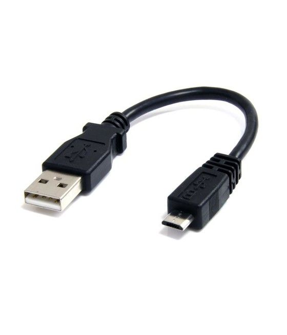 StarTech.com Cable Adaptador de 15cm USB A Macho a Micro USB B Macho para Teléfono Móvil Carga y Datos - Negro - Imagen 1