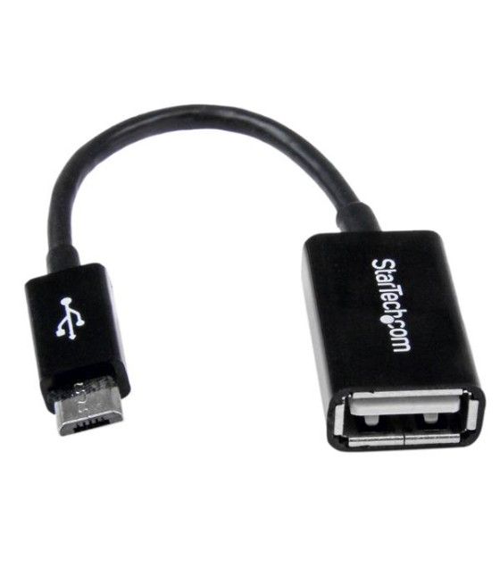 StarTech.com Cable Adaptador de 12cm Micro USB Macho a USB A Hembra OTG para Tablets Smartphones - Negro - Imagen 2
