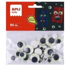 Apli ojos móviles glow in the dark varios tamaños surtidos bolsa de 50 negro +4 años