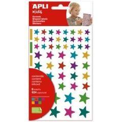 Apli gomets estrellas removibles multicolor 624u 6 hojas c/surtidos