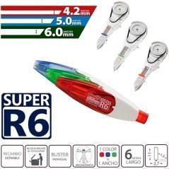 Office box recambio cinta correctora super r6 retráctil 4,2mmx6m rojo