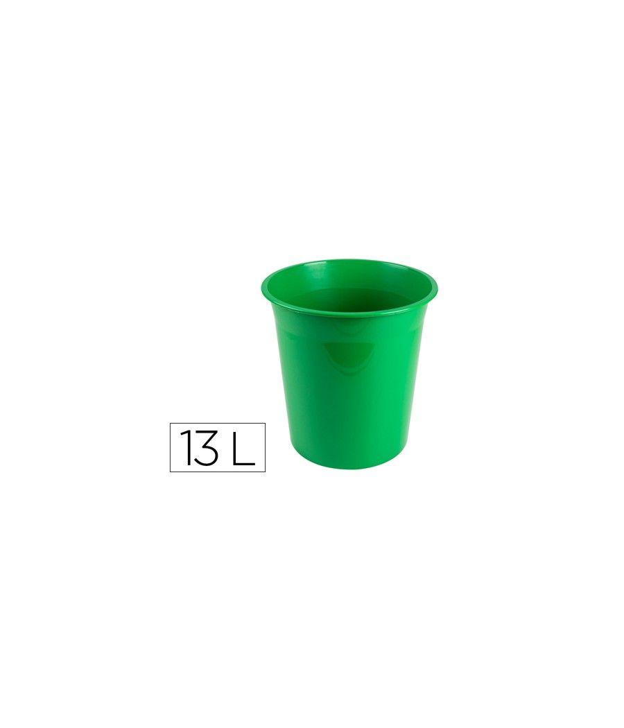 Papelera plástico q-connect verde opaco 13 litros 275x285 mm