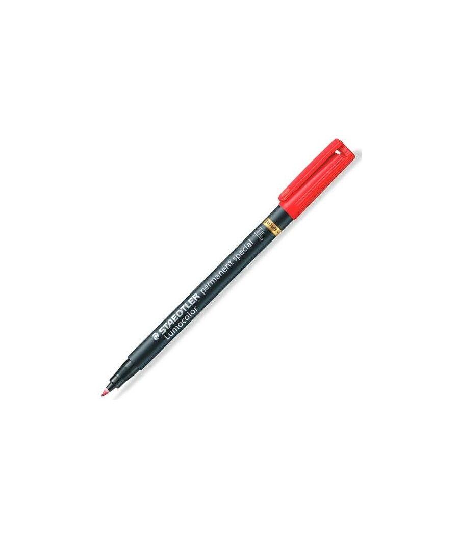 Staedtler rotulador especial permanente lumocolor f rojo pack 10 unidades