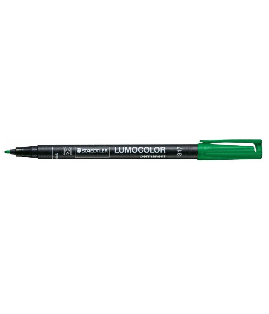 Rotulador staedtler lumocolor retroproyeccion punta de fibrapermanente 317-5 verde punta media redonda 0.8-1 mm pack 10 unidades