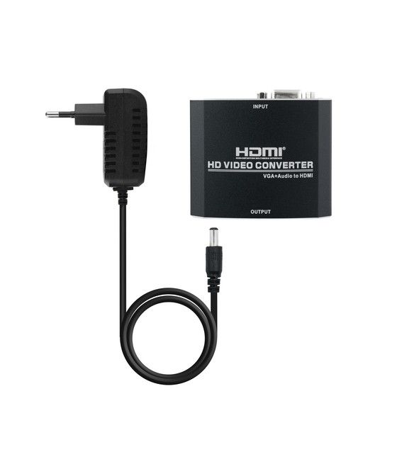 Nanocable Conversor SVGA+Audio a HDMI con Alimentación, SVGA/H+Jack 3.5/H-HDMI A/H, Negro - Imagen 1