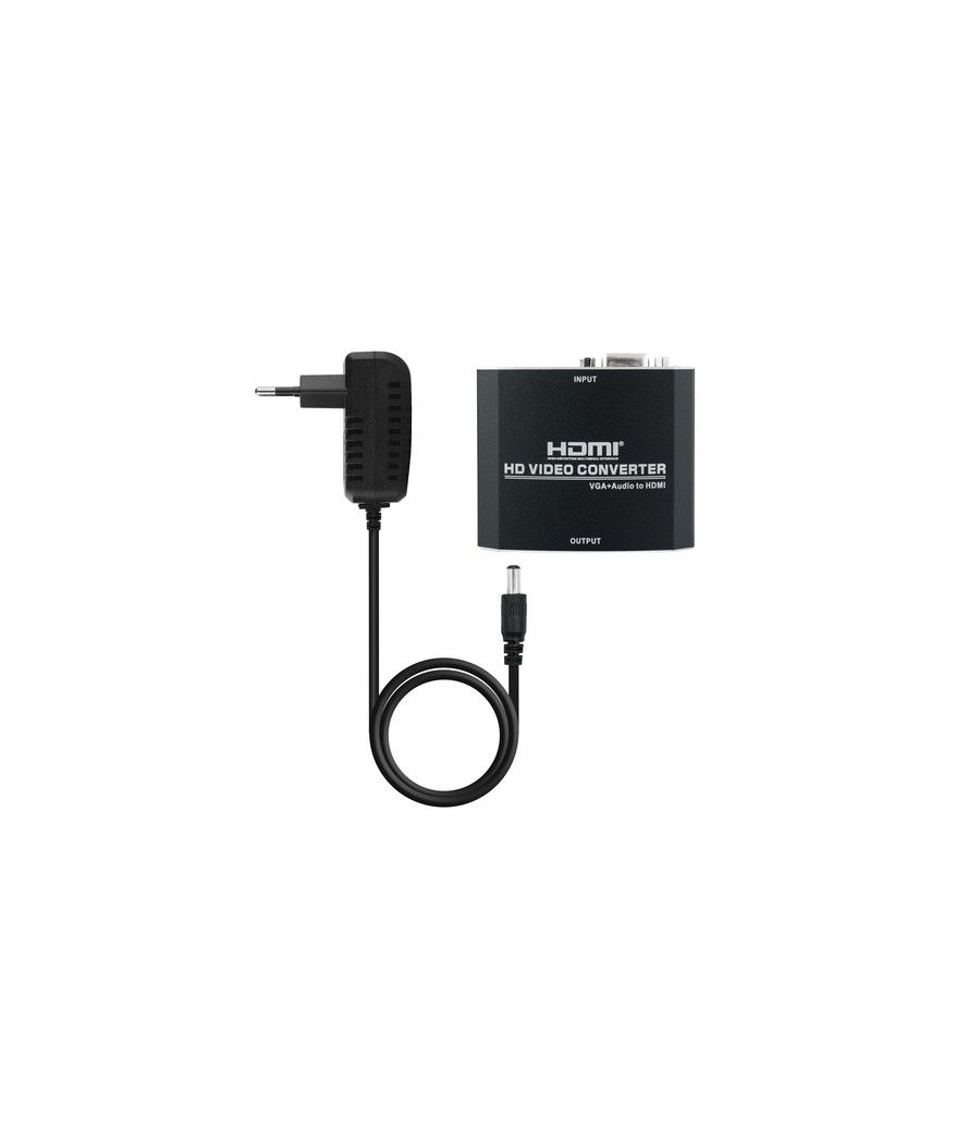 Nanocable Conversor SVGA+Audio a HDMI con Alimentación, SVGA/H+Jack 3.5/H-HDMI A/H, Negro - Imagen 1