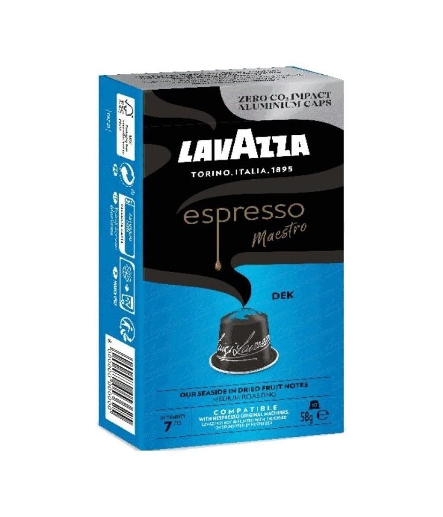 Cápsula lavazza espresso maestro dek descafeinado para cafeteras nespresso/ caja de 10
