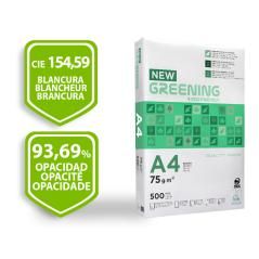 Papel fotocopiadora greening din a4 75 gramos paquete de 500 hojas pack 5 unidades