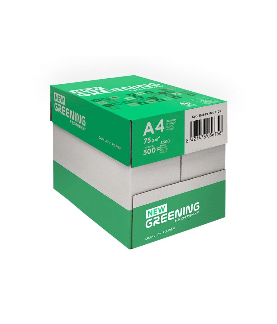 Papel fotocopiadora greening din a4 75 gramos paquete de 500 hojas pack 5 unidades