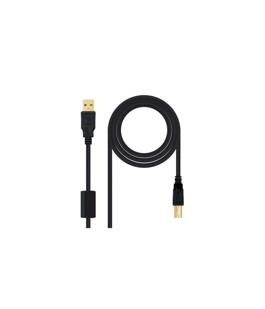 Nanocable CABLE USB 2.0 IMPRESORA HQ CON FERRITA, TIPO A/M-B/M, NEGRO, 5.0 M - Imagen 1