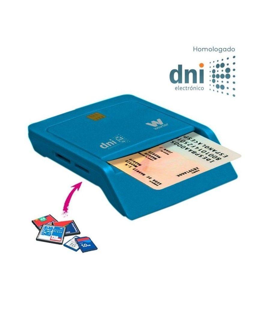Lector de dni y tarjetas woxter combo pe26-146/ azul/ usb 2.0