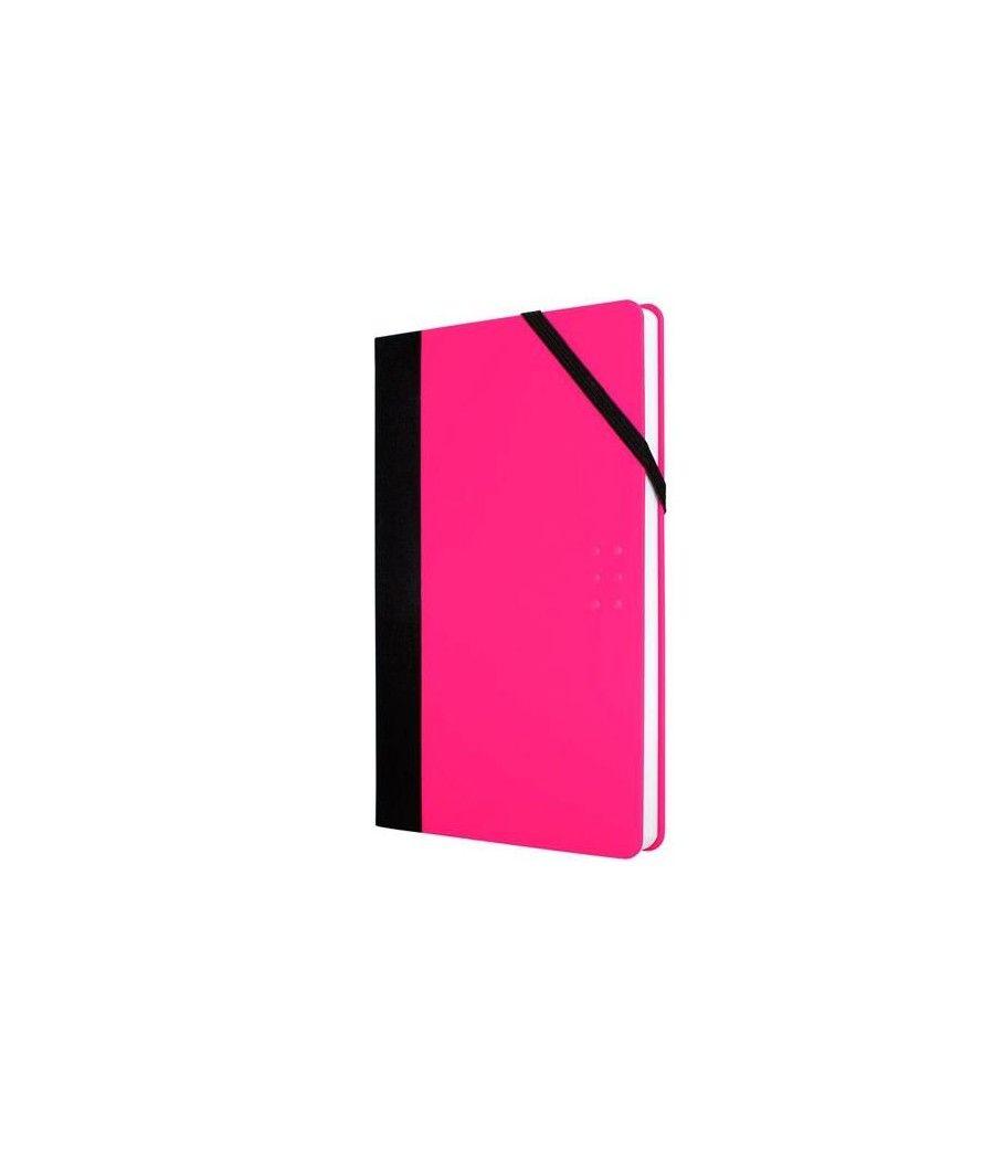 Milan libreta paperbook mediana 208 pag cierre con goma 21x14,6x1,6 cm flash rosa