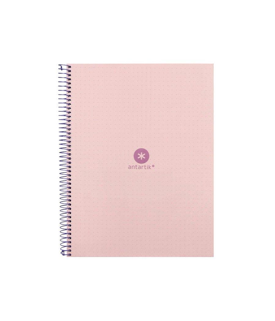 Cuaderno espiral liderpapel a4 micro antartik tapa forrada80h 90 gr rayado puntos 1 banda 4 taladros rosa