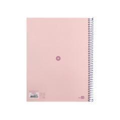 Cuaderno espiral liderpapel a4 micro antartik tapa forrada80h 90 gr rayado puntos 1 banda 4 taladros rosa