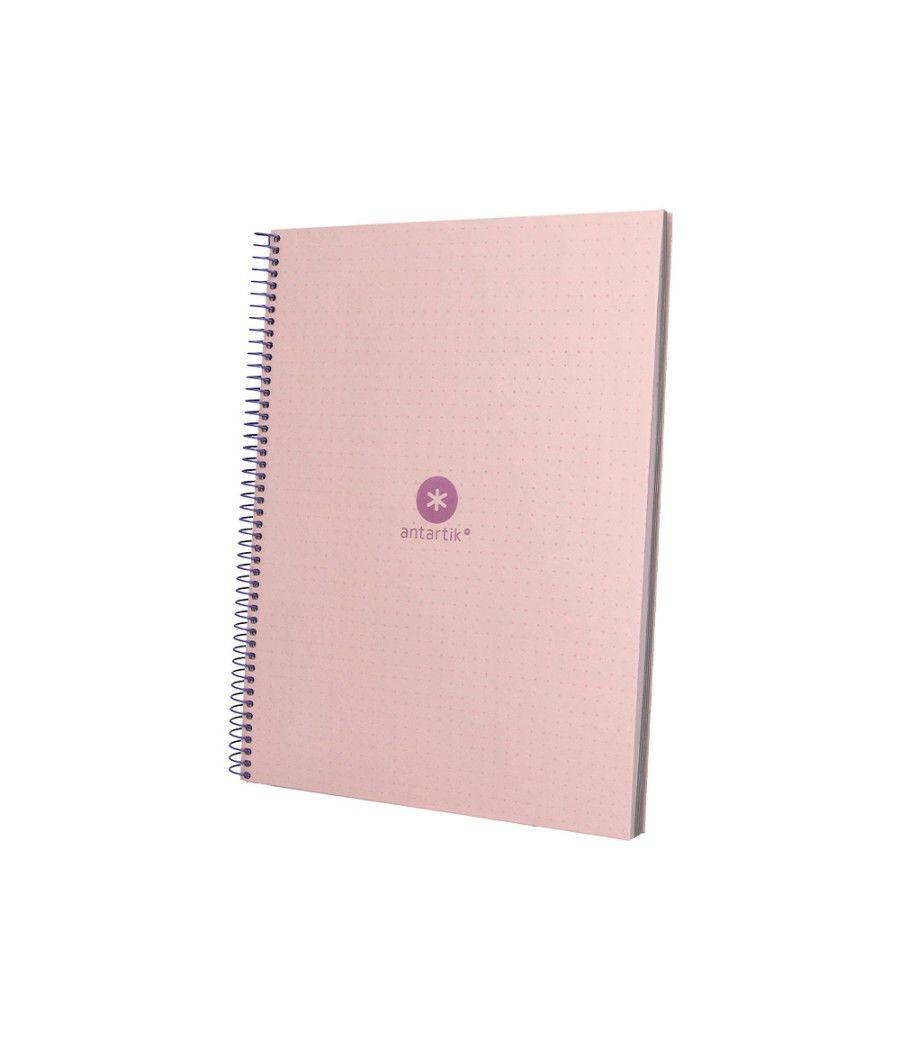 Cuaderno espiral liderpapel a4 micro antartik tapa forrada80h 90 gr rayado puntos 1 banda 4 taladros rosa