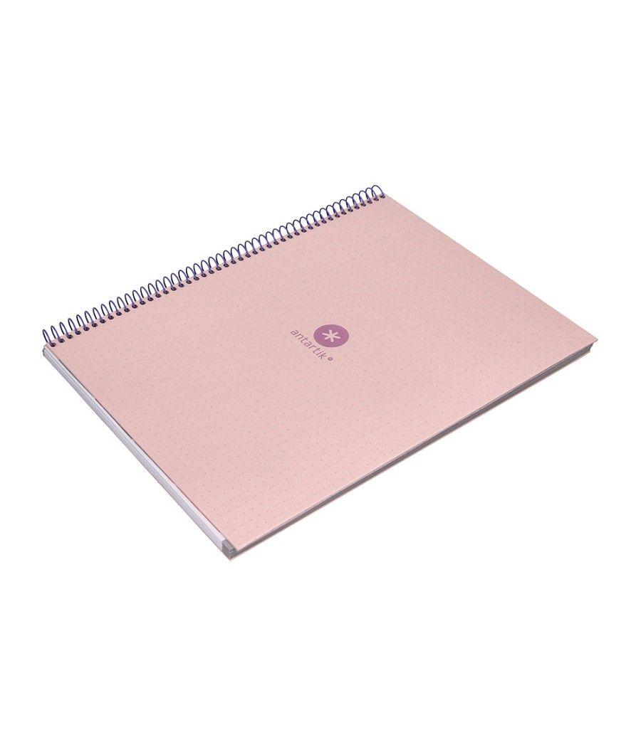 Cuaderno espiral liderpapel a4 micro antartik tapa forrada80h 90 gr rayado puntos 1 banda 4 taladros rosa