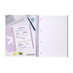 Cuaderno espiral liderpapel a4 micro antartik tapa forrada80h 90 gr rayado puntos 1 banda 4 taladros rosa