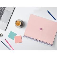 Cuaderno espiral liderpapel a4 micro antartik tapa forrada80h 90 gr rayado puntos 1 banda 4 taladros rosa