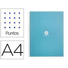 Cuaderno espiral liderpapel a4 micro antartik tapa forrada80h 90 gr rayado puntos 1 banda 4 taladros celeste