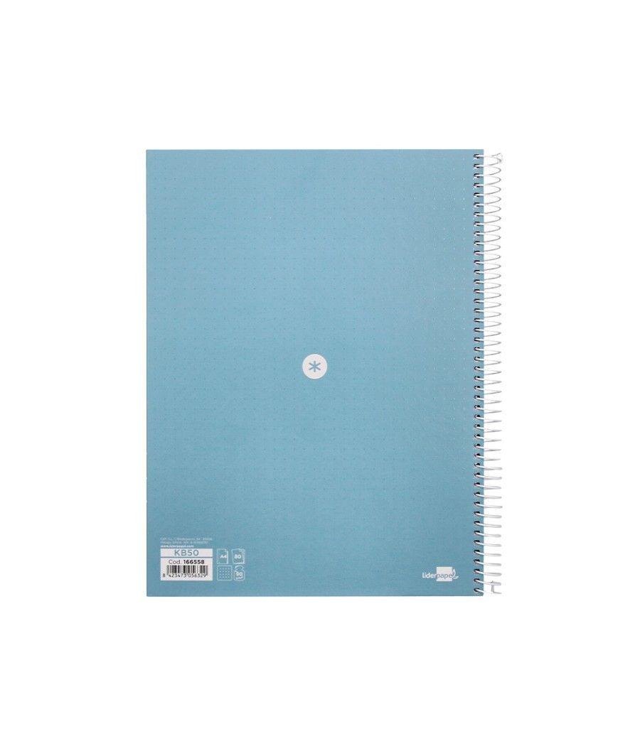 Cuaderno espiral liderpapel a4 micro antartik tapa forrada80h 90 gr rayado puntos 1 banda 4 taladros celeste