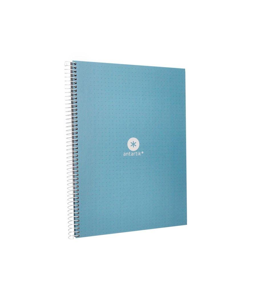 Cuaderno espiral liderpapel a4 micro antartik tapa forrada80h 90 gr rayado puntos 1 banda 4 taladros celeste