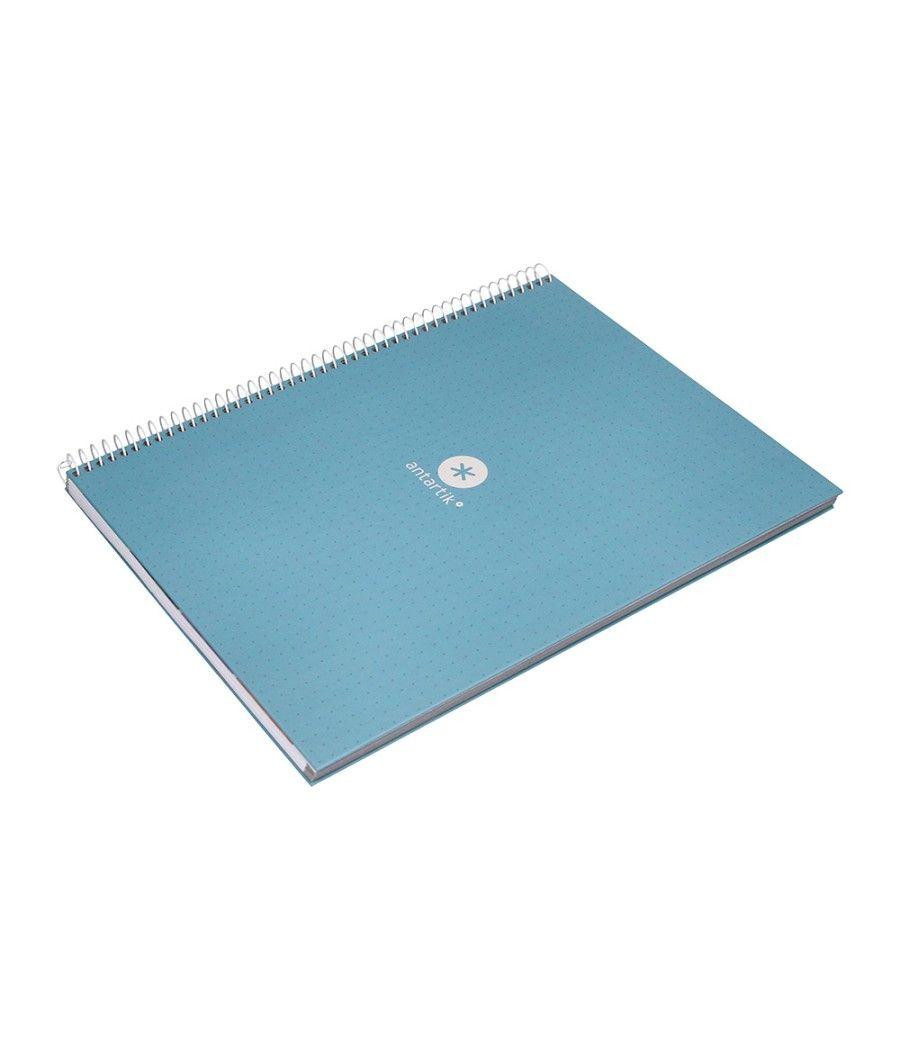 Cuaderno espiral liderpapel a4 micro antartik tapa forrada80h 90 gr rayado puntos 1 banda 4 taladros celeste