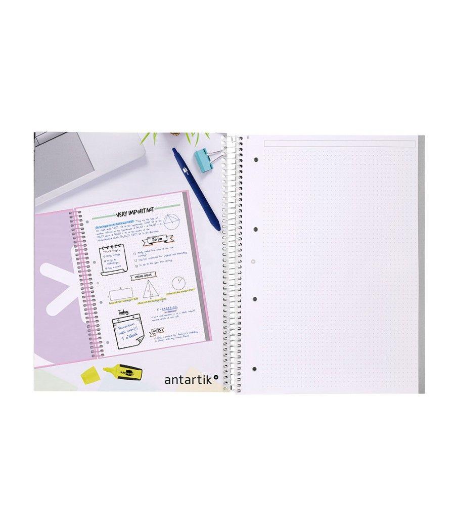 Cuaderno espiral liderpapel a4 micro antartik tapa forrada80h 90 gr rayado puntos 1 banda 4 taladros celeste