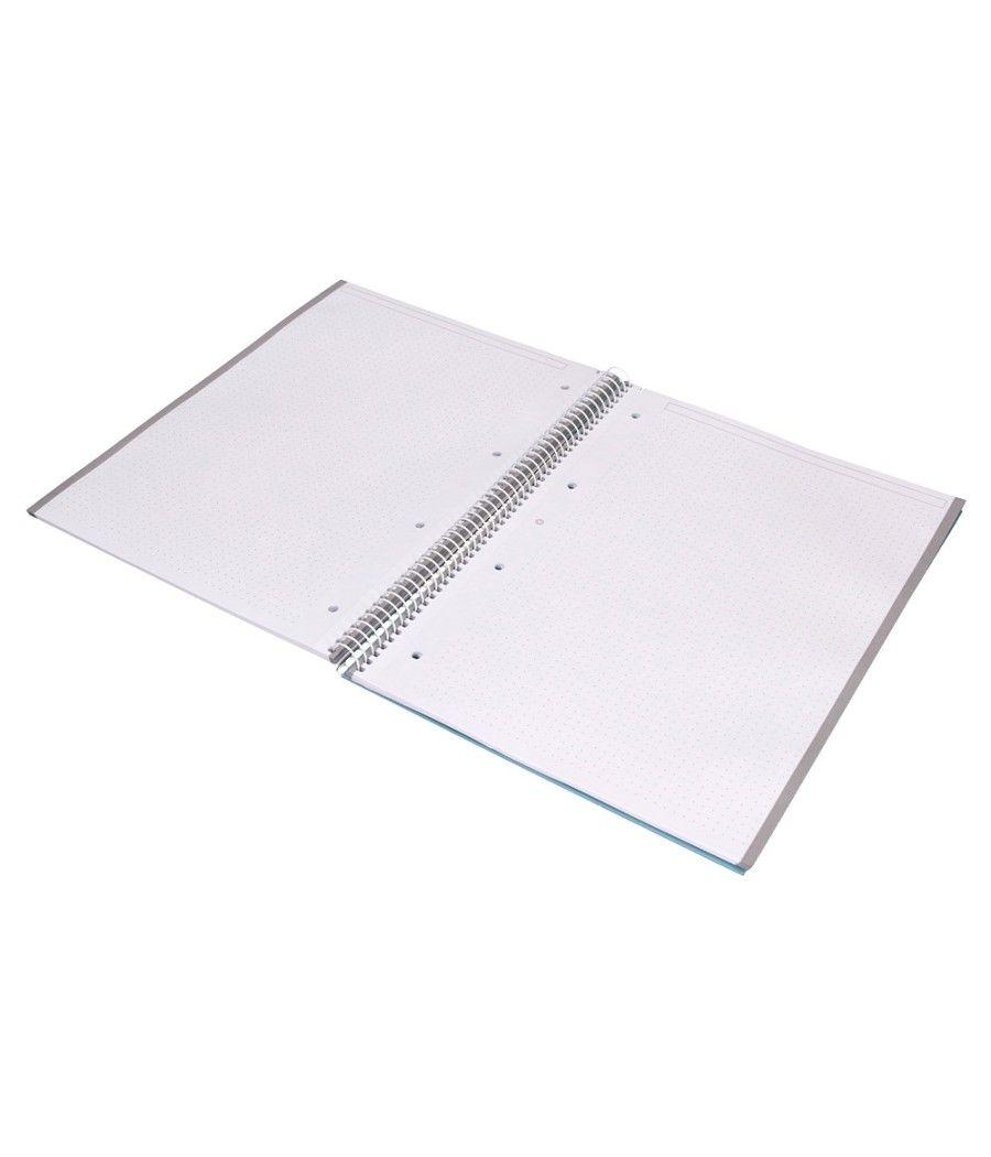 Cuaderno espiral liderpapel a4 micro antartik tapa forrada80h 90 gr rayado puntos 1 banda 4 taladros celeste