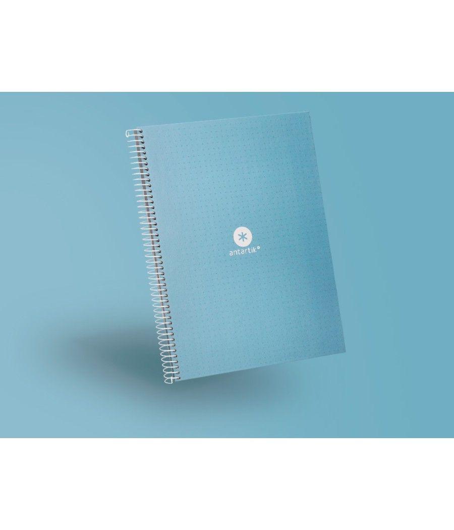 Cuaderno espiral liderpapel a4 micro antartik tapa forrada80h 90 gr rayado puntos 1 banda 4 taladros celeste